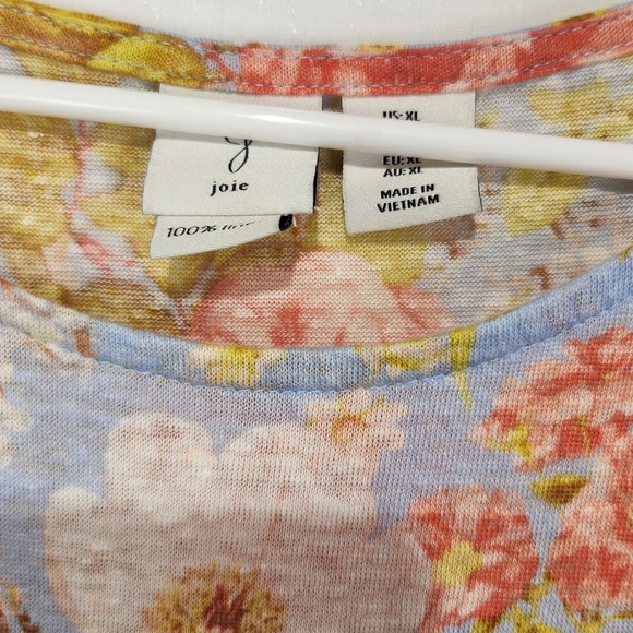 Joie Women's 100% Linen Floral Multicolor Casual Shirt Size XL - Picture 2 of 6